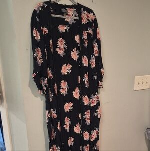Angie Black Duster with Pink Floral Design